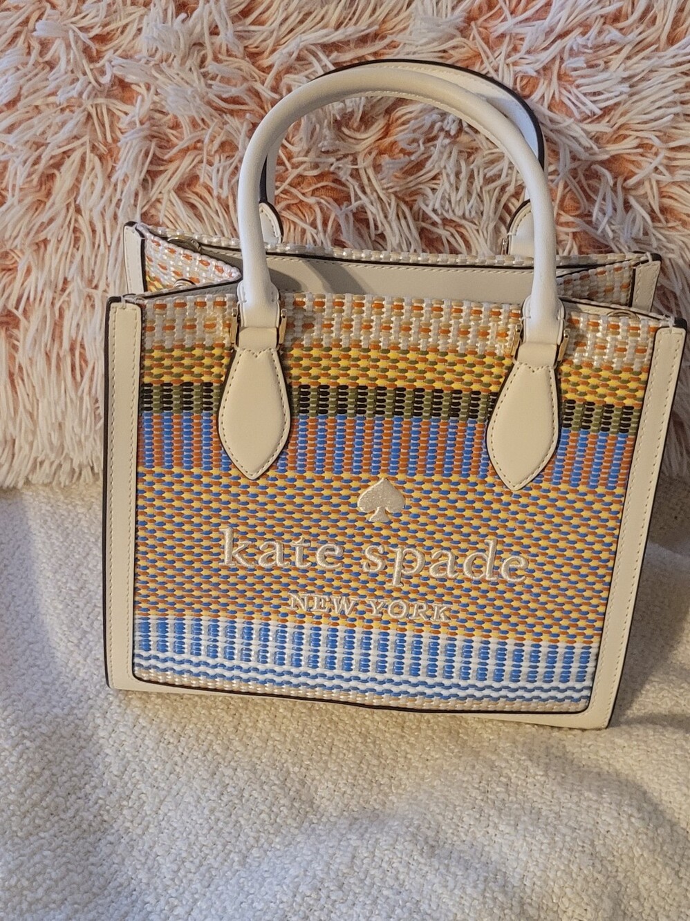 Kate Spade - Ellie Straw Multicolor Small Tote NWOT - Picture 3 of 13